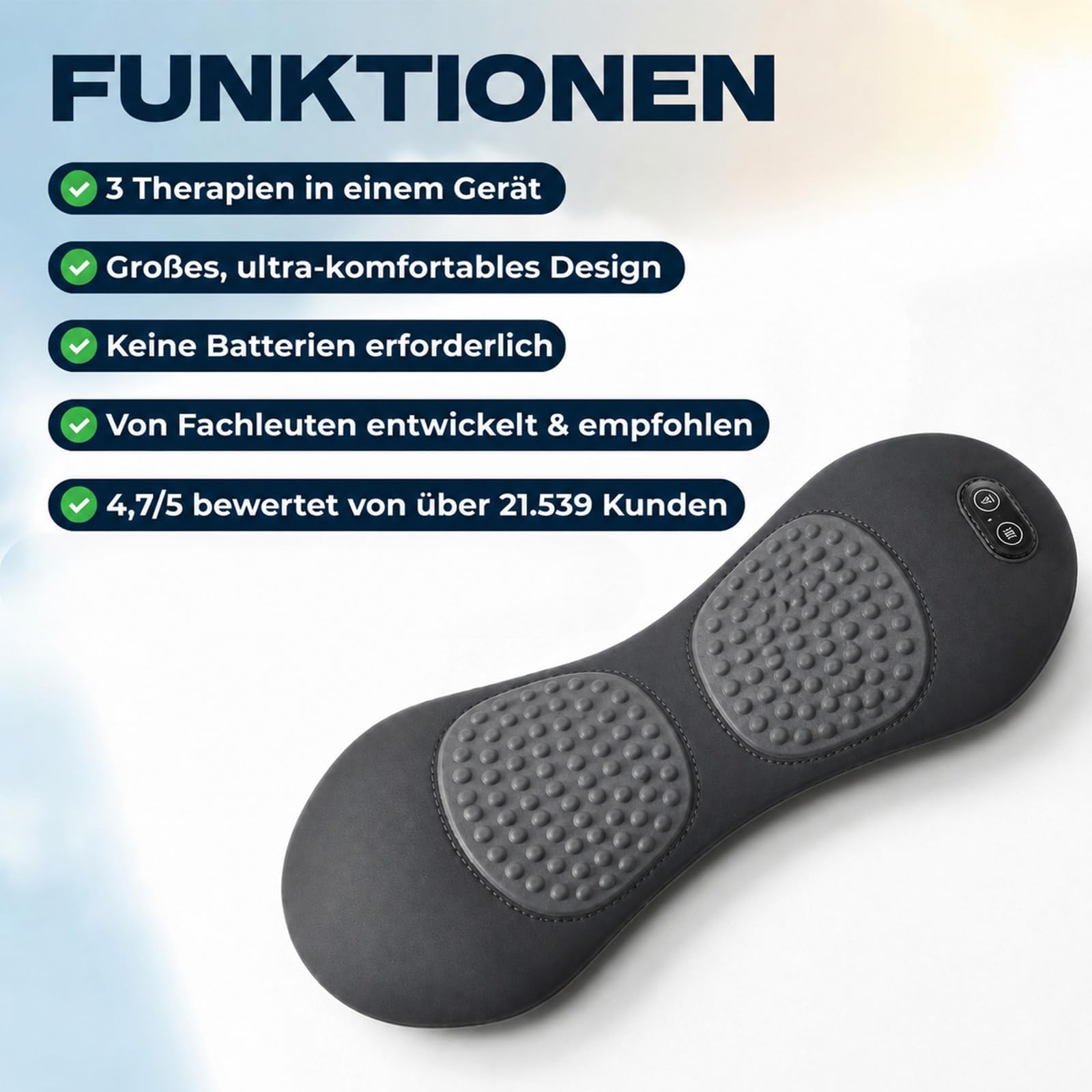 Curesleep - Triple Fusion Massagegerät,2026 Neu Curesleep Kissen Original,Mit Vibration,Beheizung,Ergonomischem Design Und Memory