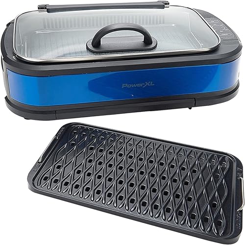Miniatura 4 de Power XL - Platos de parrilla y plancha extraíbles eléctricos sin humo, superficies de cocción antiadherentes, tapa de vidrio, 1500 vatios, 21 x
