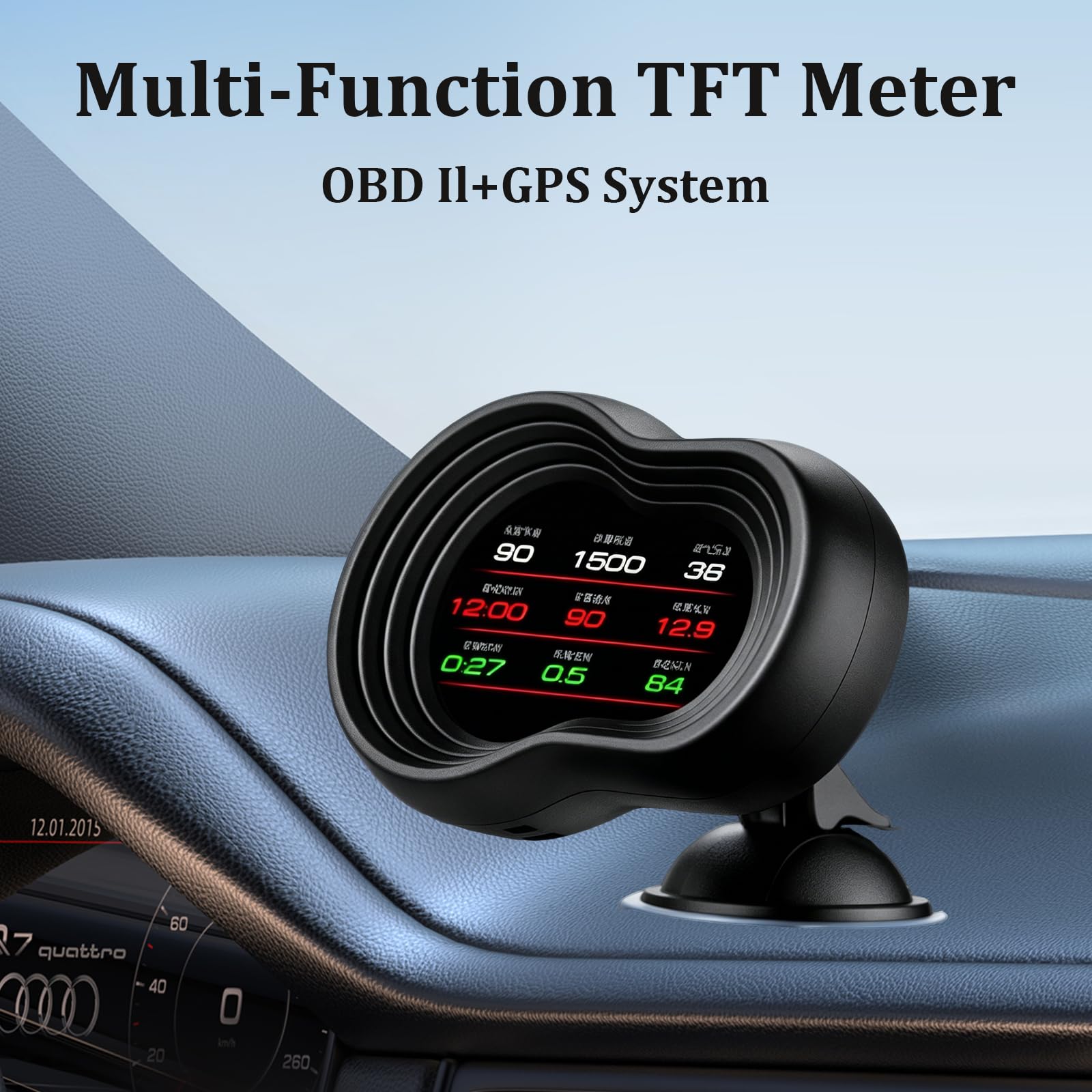 HUD Display für Auto OBDⅡ + GPS Smart Gauge Tachometer Diagnosegerät Universelles Geschwindigkeitsmesser