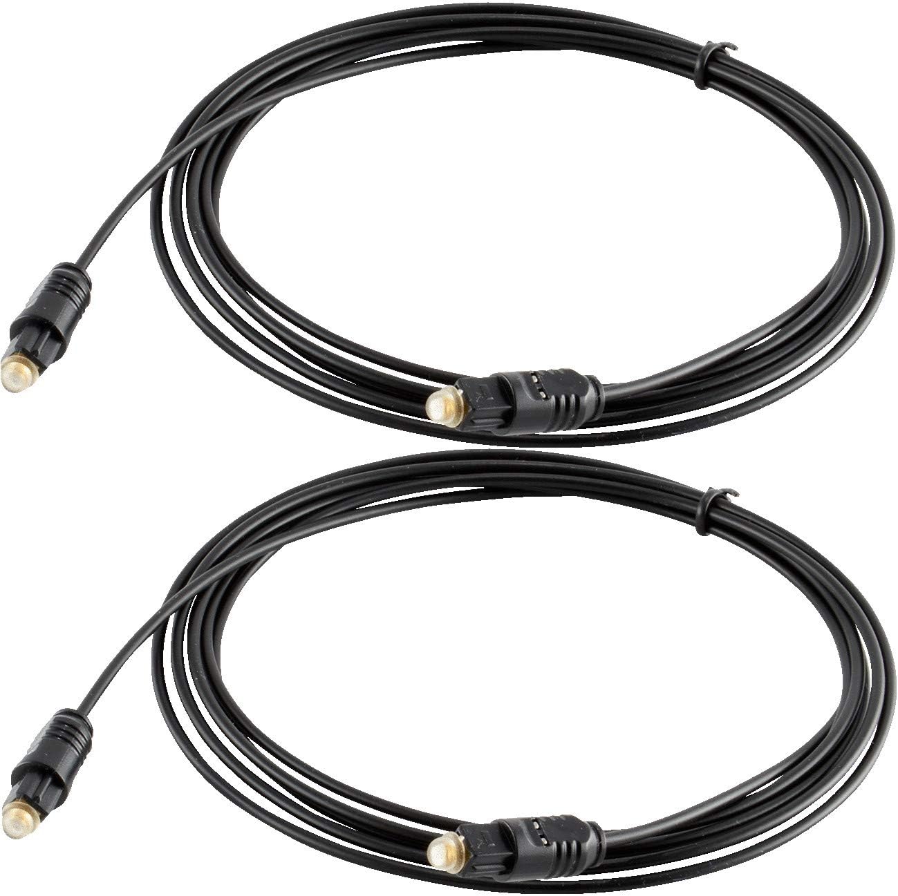 2-Pack Digital Audio Optical Toslink Fiber Optic Cable, 6 Feet