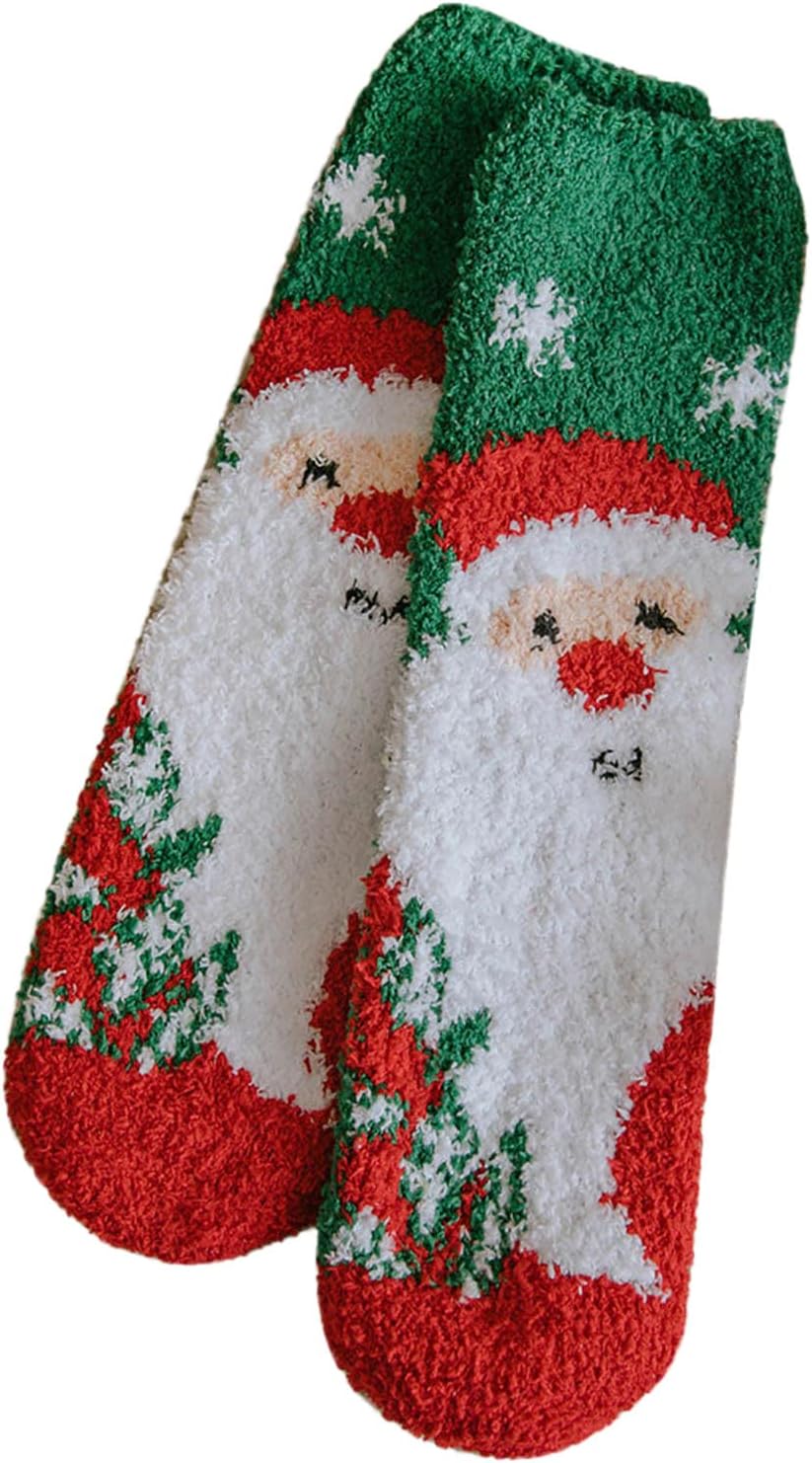 Kimloog christmas socks funny pink fluffy socks wool socks