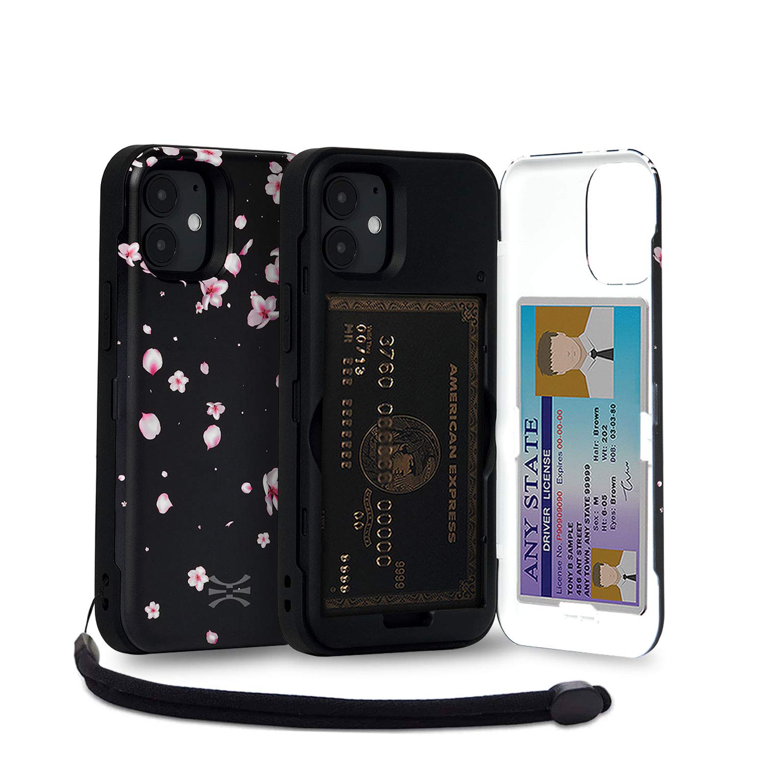TORU CX PRO for iPhone 12 Mini Case Wallet | Protective Shockproof Heavy Duty Cover with Hidden Card Holder & Card Slot | Mirror & Wrist Strap Included - Flowers