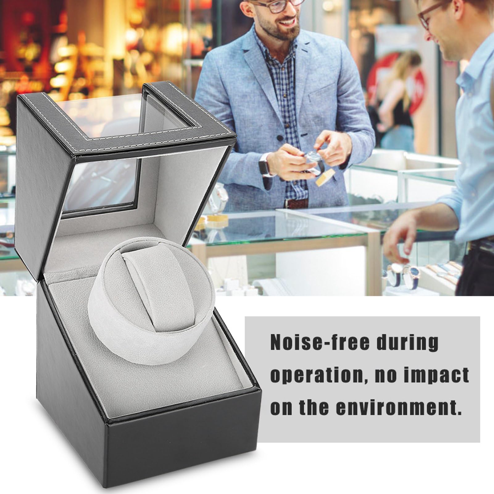 YUYTE Mechanische Uhren Uhrenbeweger, 220 V Automatischer uhren Aufbewahrungsbox, PU Leder Uhrengehäuse mit leisem Motor für Organizer und Display Uhren