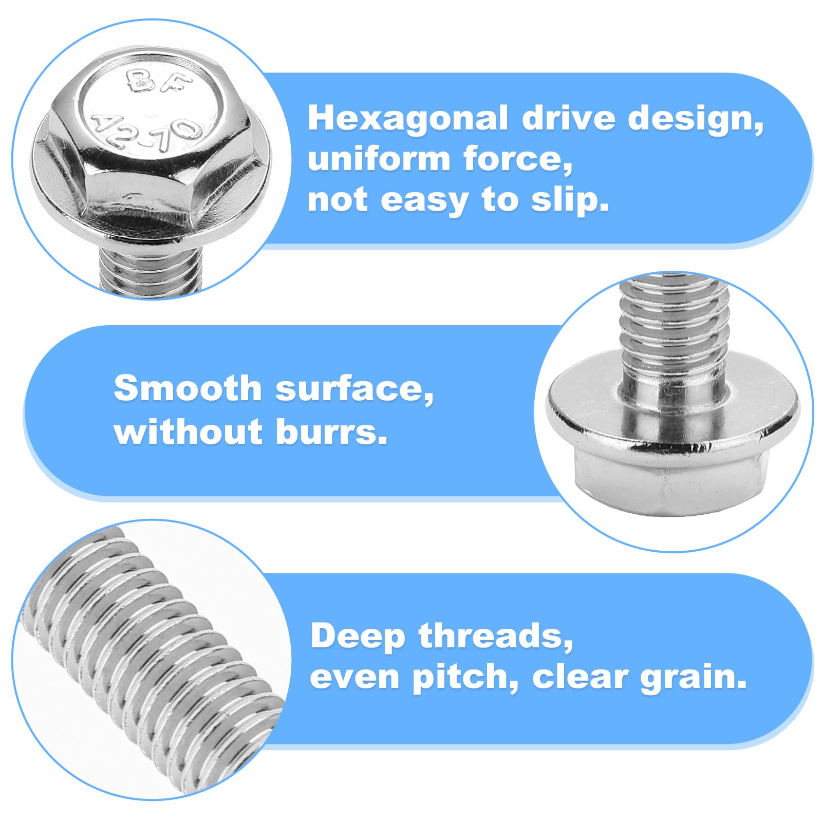 TXXATX 20 Pcs M6 Bolt M6x30mm Bolt 304 Stainless Steel Bolts Hex Screws Flanged Hex Head Bolts Anti-Loosening for Machine Tools Households Furniture Assembly DIY - Image 3