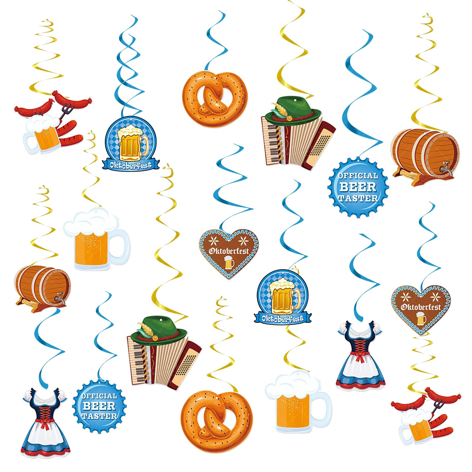 30-teiliges Oktoberfest Deko Set - Bayerische Wirbel & Spiralen Für Party-Dekoration