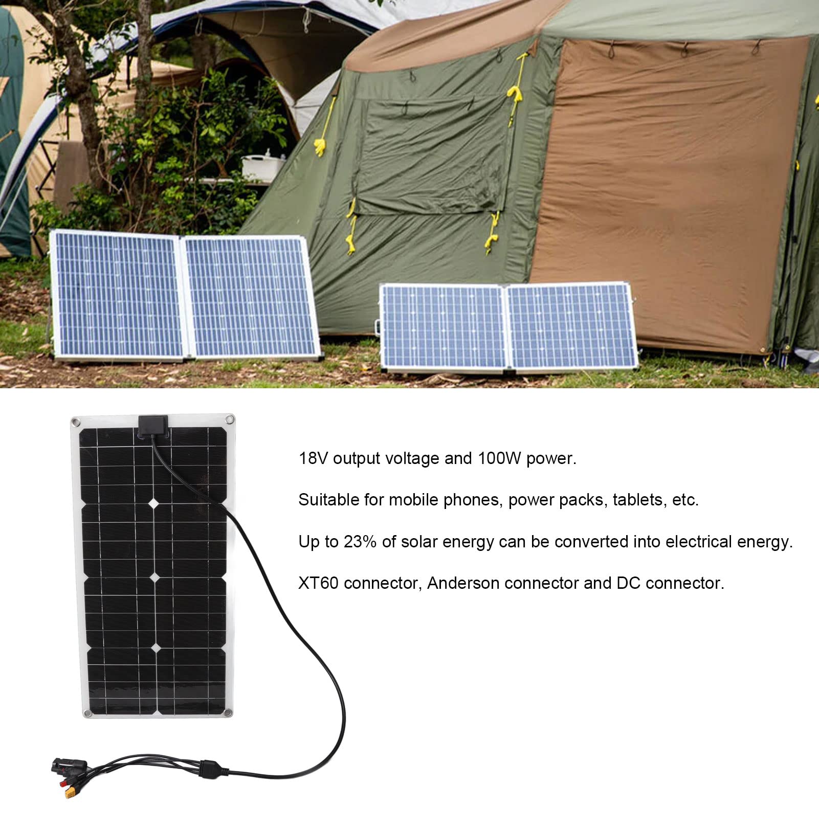 100W Panneau Solaire XT60 DC Connecteur Étanche Chargeur de Batterie Solaire Carte de pour Extérieur