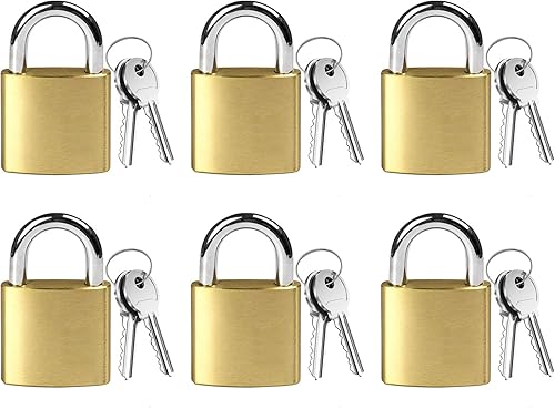 6 cerraduras de equipaje de cobre con llaves, cerraduras de metal con llave, cerradura de casillero de gimnasio escolar, cerradura de maleta