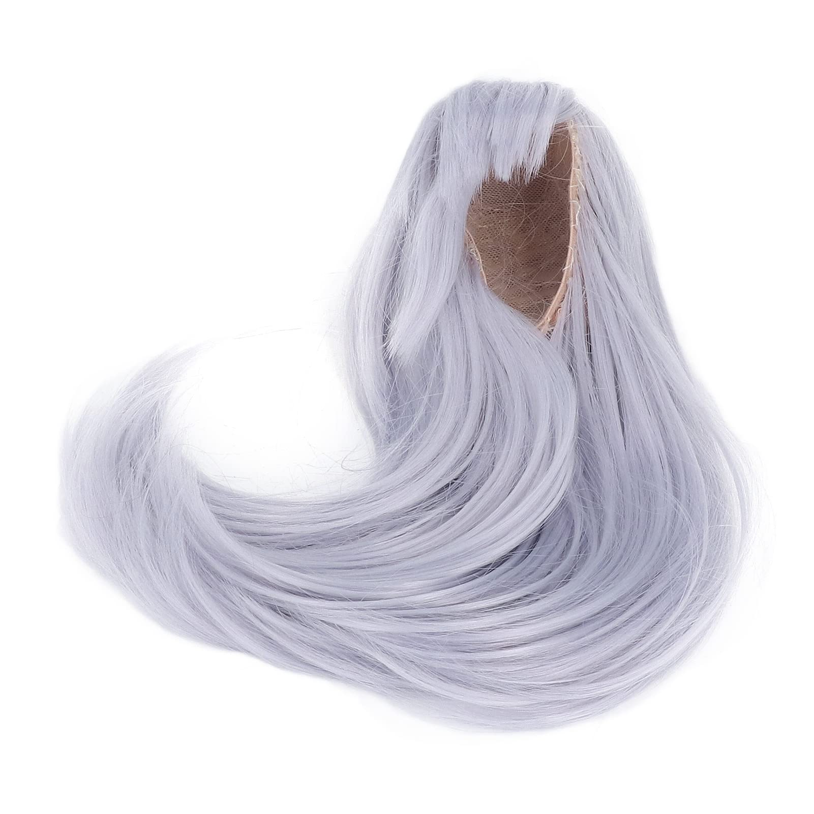 Hztyyier Curly Long Doll Hair Wig with a Three-part Internal Stitch Hat, High-temperature Fiber Material, Mesh Wig for 1/3 Doll Scope 21-24 Cm (Haze Blue)