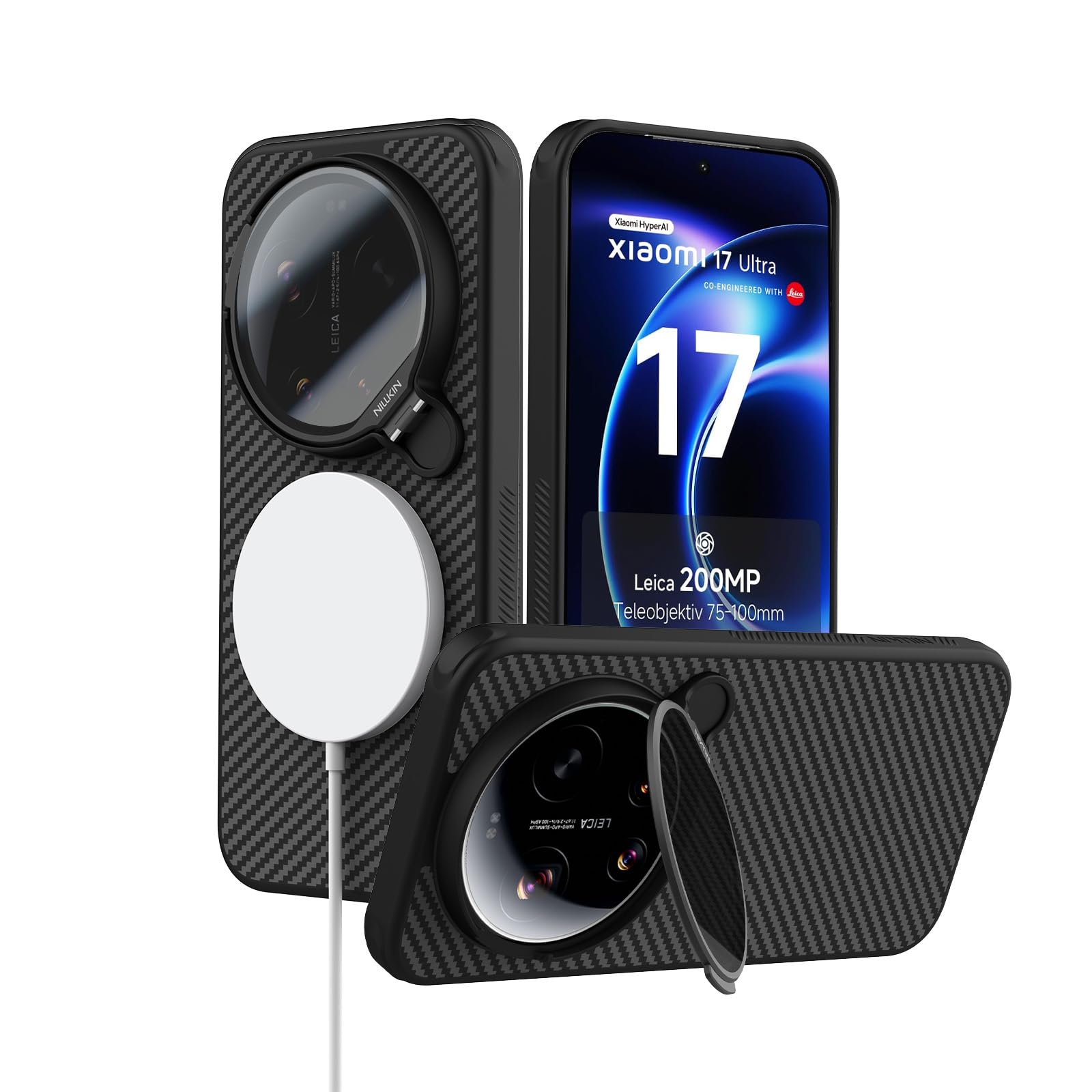 Coque Xiaomi 17 Ultra Nillkin en fibre d'aramide magnétique avec support photo - 7