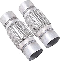 Vista 20 de 2 piezas de tubo flexible de escape de acero inoxidable doble trenzado 1.75" x 4" con extremos de 4" de largo
