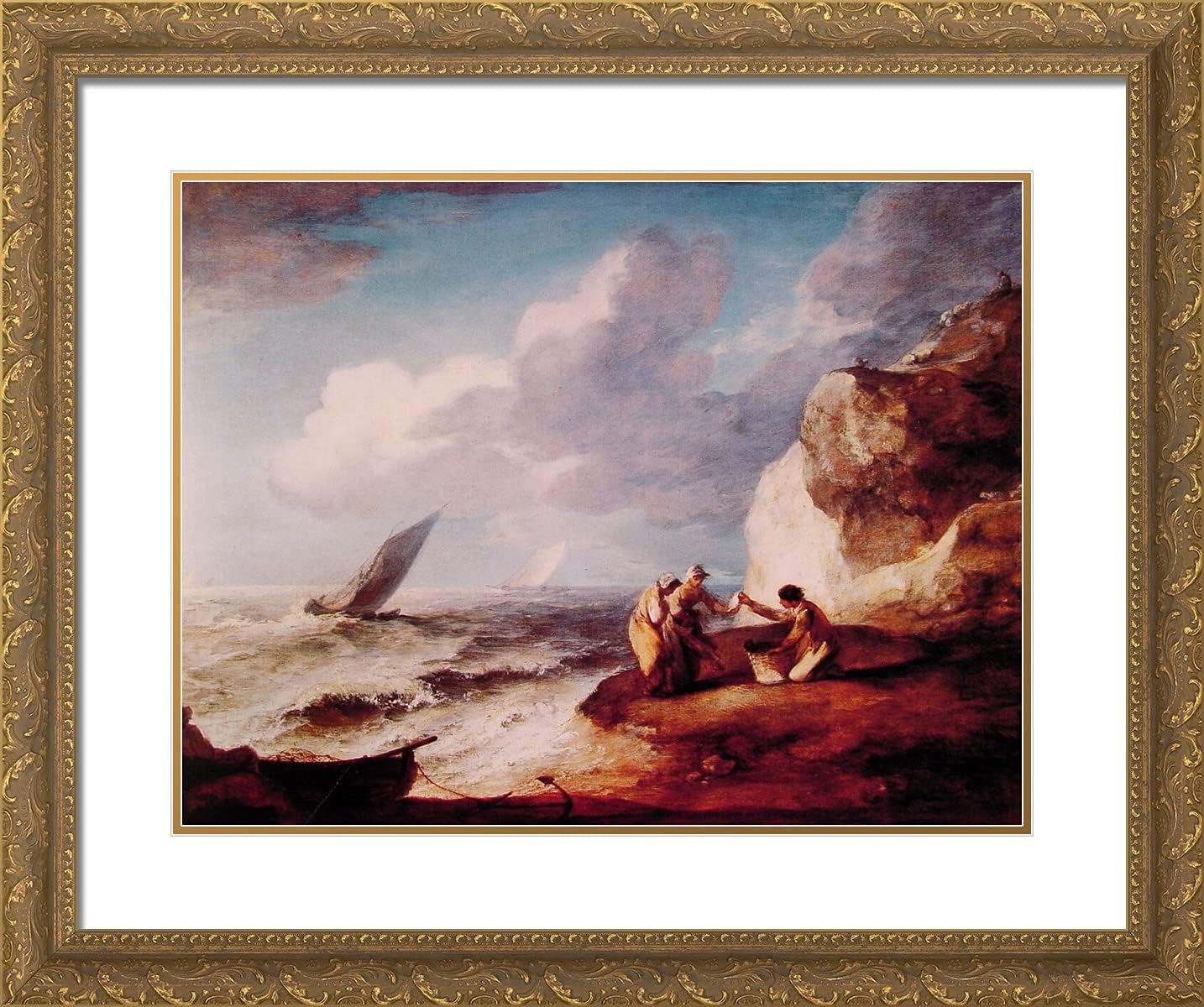 ArtDirect Gainsborough, Thomas 24x20 Gold Ornate Framed Art Print with Double Matting Titled: A Rocky Coastal Scene