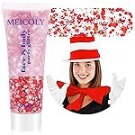 MEICOLY Red and White Face Body Glitter for Reading Week World Book Day,Cat Costume for Kids Girls Adults,Book Character Costumes for Kids,Cosplay Accessories for Halloween Festival