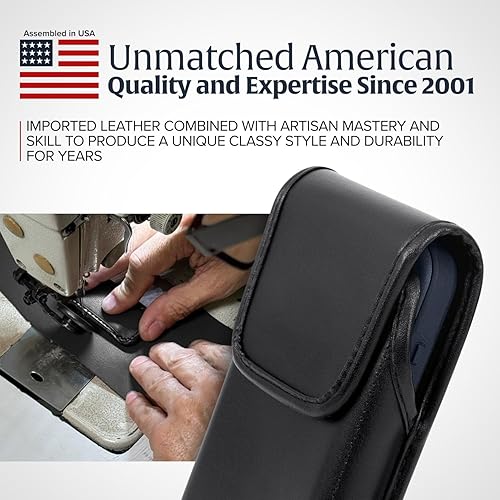 Miniatura 7 de Turtleback Funda diseñada para Galaxy Z Fold 5 y Fold 4 con funda de ajuste voluminoso, funda vertical para cinturón de piel negra con clip