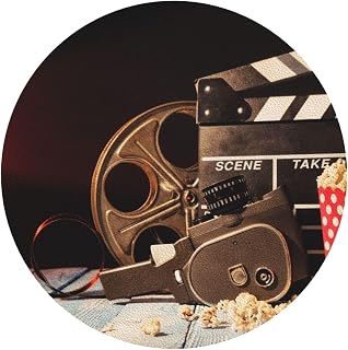Movie Home Theater Film PU Leather Coasters for Drinks Set of 4 Heat Resistant & Absorbent Round Shape