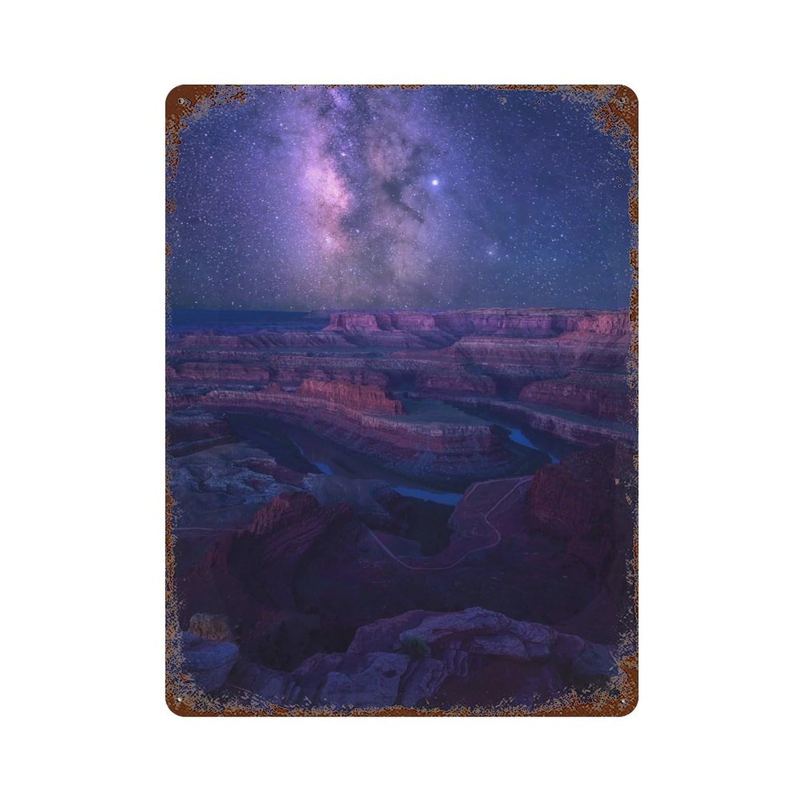 Rust Effect Milky Way Rusty Metal Tin Sign 15.7"x11.8", Old School Wall Decor for Pub, Kitchen And Man Cave Decor