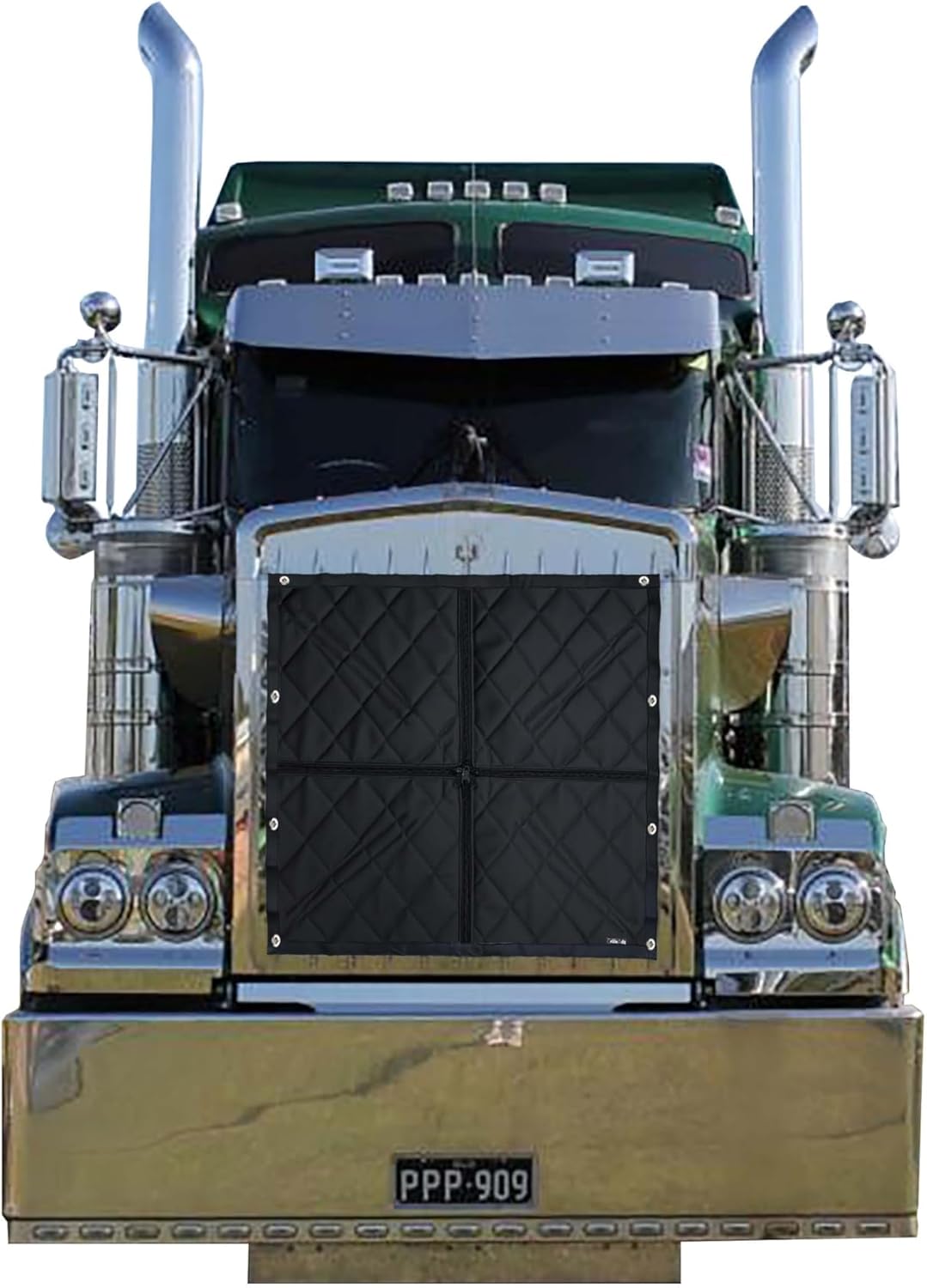 Premium Quilted Winter Front with Turnbuckle Hardware Kit Fits Kenworth W900B 43.5"w x 38.5"h- Black