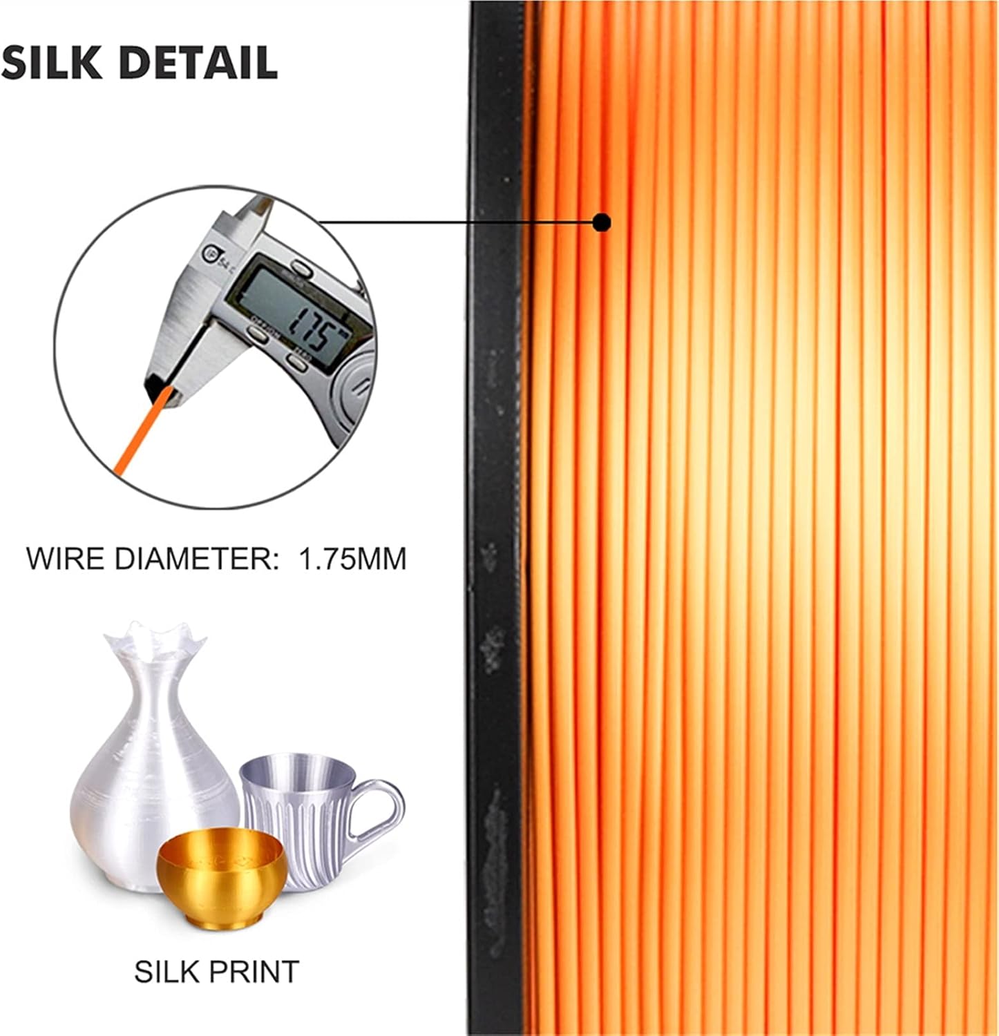 1.75mm Silk PLA Filament 1kg 3D Printer Filament Silk Texture PLA 3D Printing Material (Color : Silk Rainbow 02)