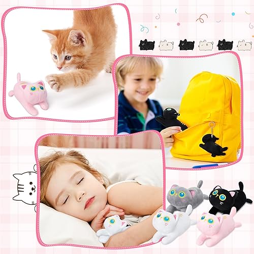 Miniatura 19 de 9 piezas de animales de peluche de mini gato a granel, lindo gatito de peluche suave, juguetes de peluche colgantes para llavero de bricolaje