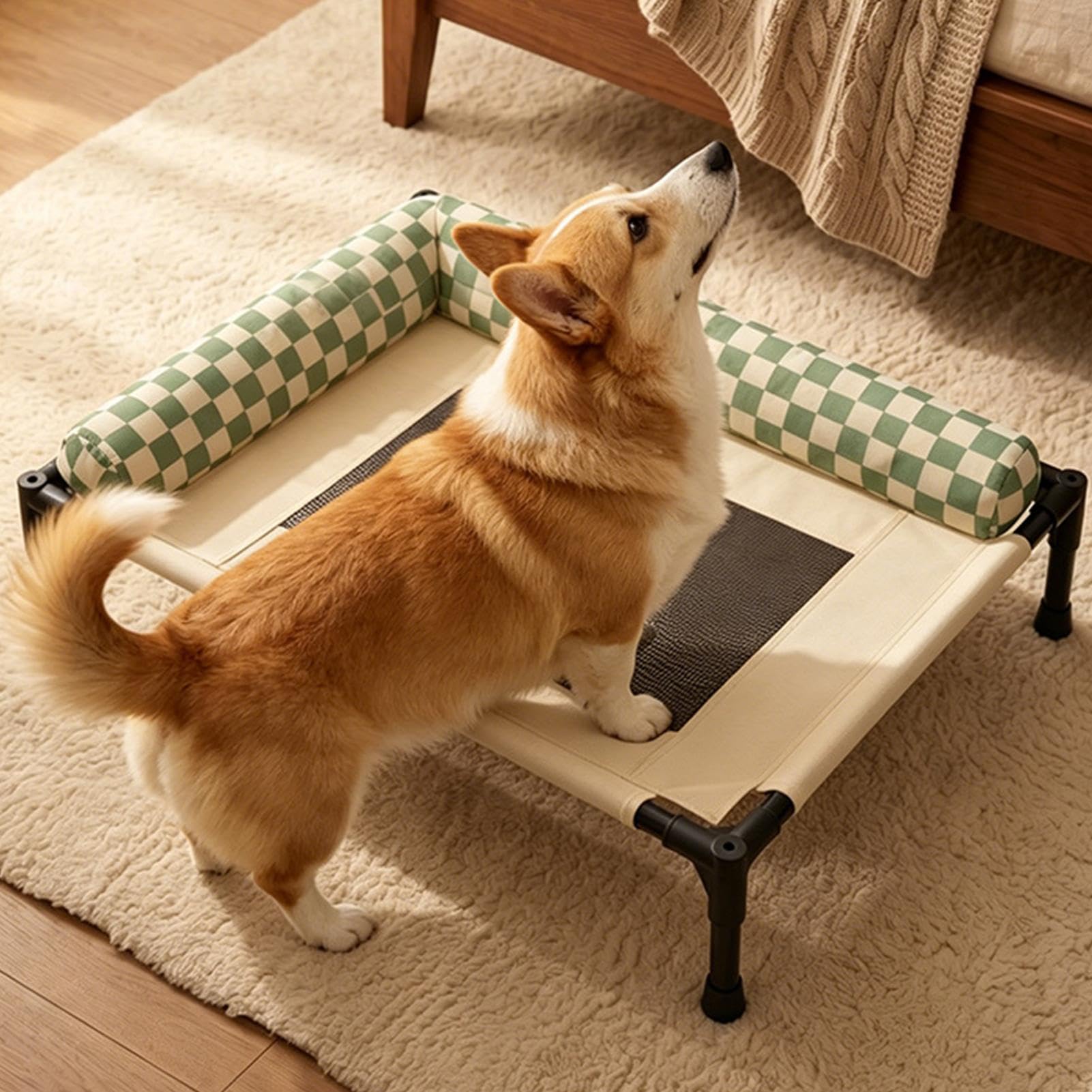 Generico Erhöhtes Hundebett Off Ground – Atmungsaktiv Abnehmbar Waschbar Haustierliege | Erhöhtes Tierbett Für Hunde Katzen Unter 13,6 Kg – Indoor Outdoor Kühlung Camping Garten Komfort Schlafplatz
