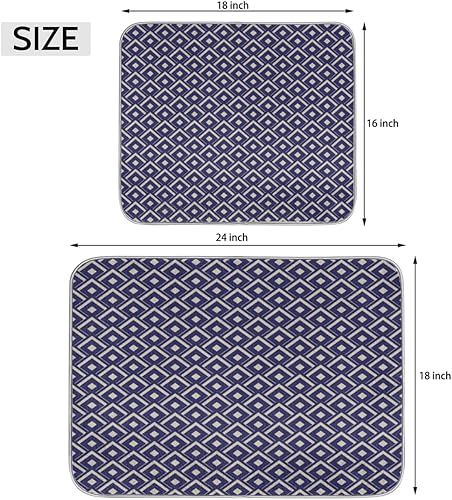 Miniatura 2 de Rhombus Geometry - Tapete de secado de platos absorbente para encimera de cocina, tapete de secado antideslizante de microfibra con lazo para