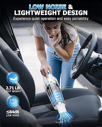 Miniatura 7 de AHNR Aspiradora de mano inalámbrica, 16000 PA, potente succión de mano, eliminadores de polvo sin cables, recargable con luz LED y 2 filtros HEPA,