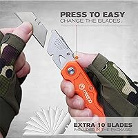 Vista 5 de Box Cutter, 20-Pack Tough Folding Box Cutter Bulk for Heavy Duty Purpose, Razor Sharp Utility Knife Bulk, with Extra 50-Piece Blades, Can cut