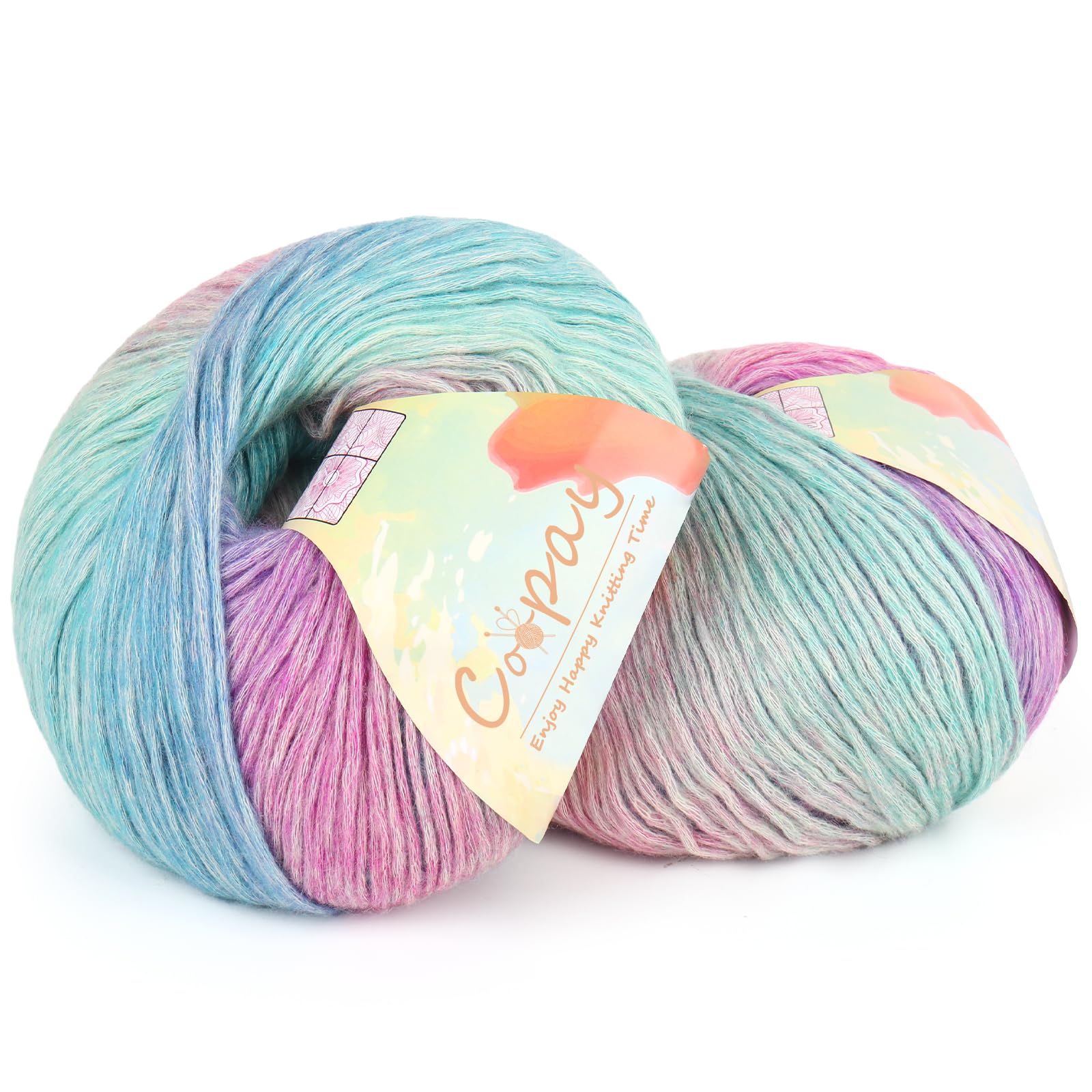 Coopay Yarn for Crocheting &amp; Knitting, Gradient Cake Yarns (Glittering)