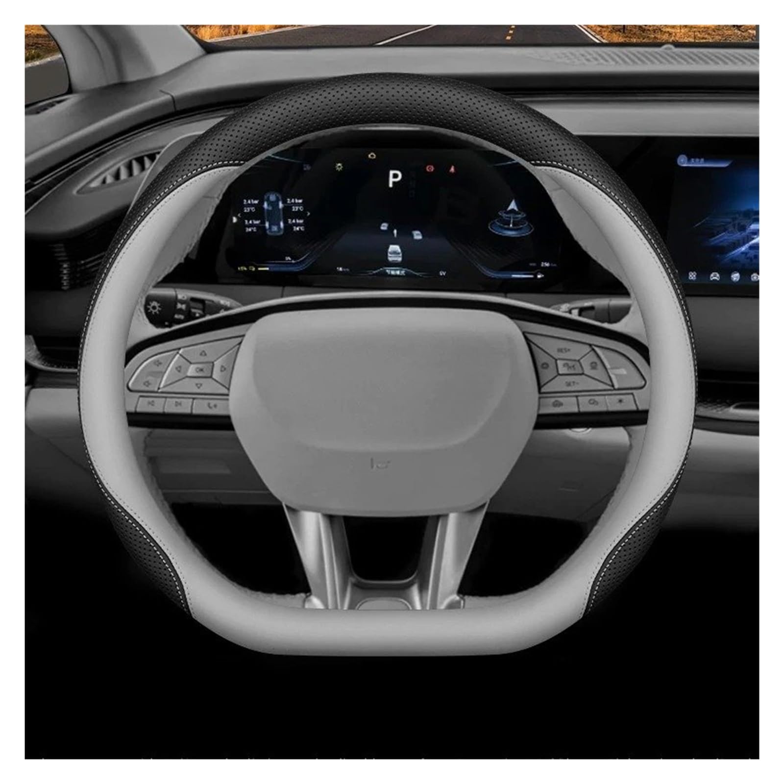 Lenkrad Bezug Lenkradschutz Leder-Lenkradabdeckung Für Dongfeng Für Forthing Für T5 Für Evo Für Friday 2024 2025 Zubehör(Black Line)