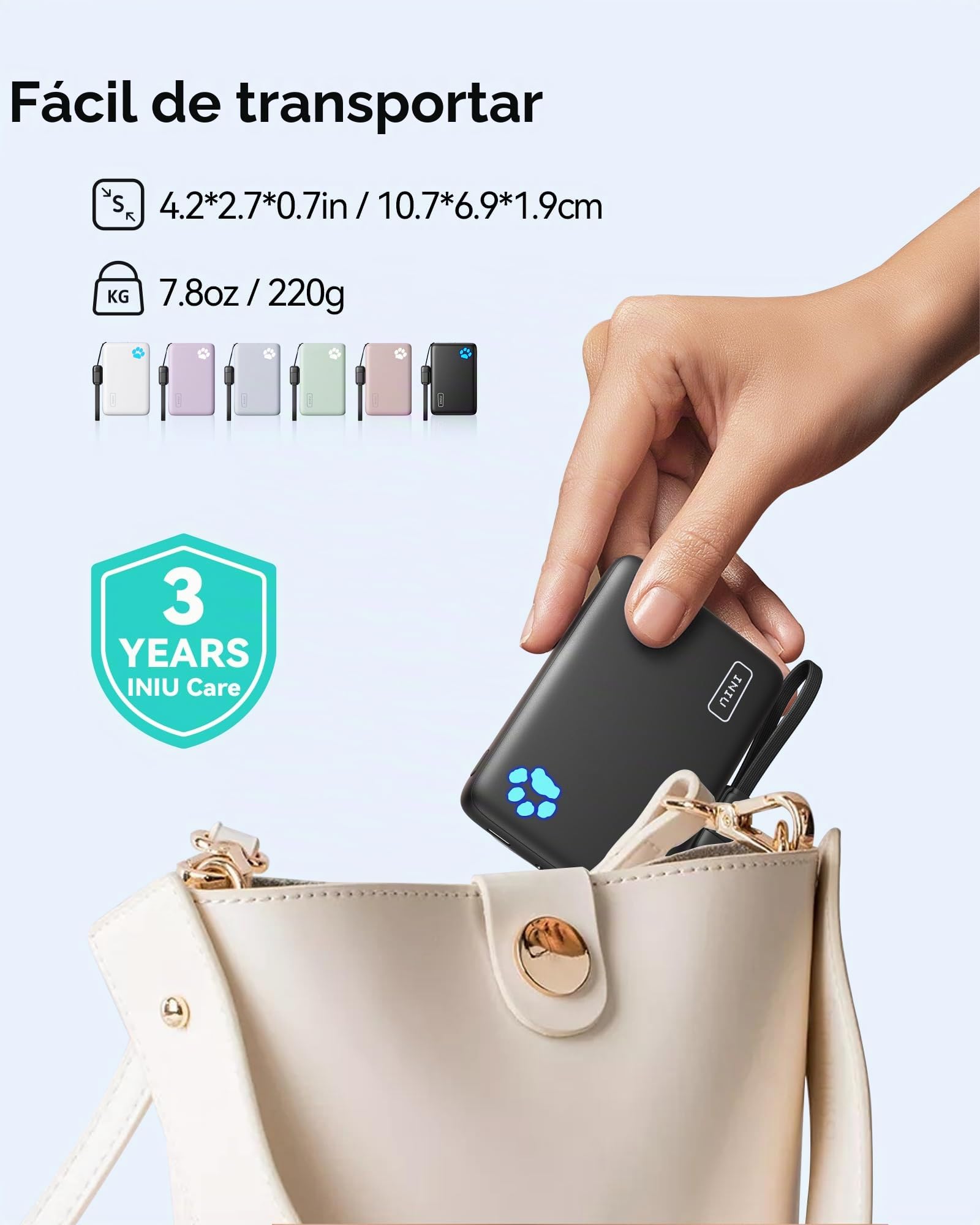 INIU 30W Magnético Power Bank, Pequeña 10000mAh Bateria Externa Fast Charing con Certificación Qi2, Mini USB-C Bateria Portátil para iPhone16/15/14/13/12/Pro/Max, Mochila Viaje Essentials, Blanco