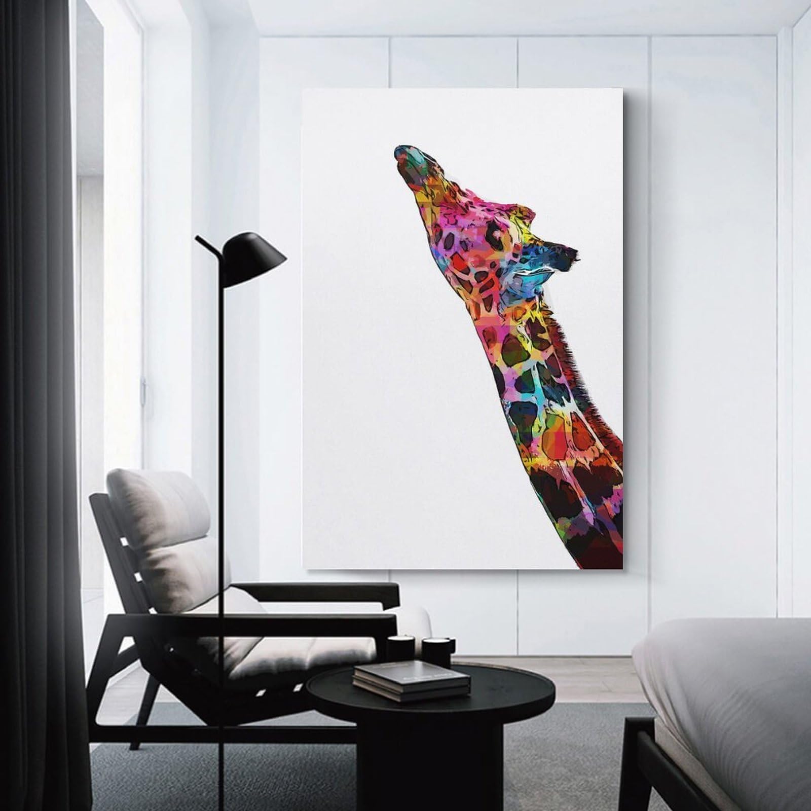 Junmoney Giraffe(5) Canvas Wall Picture 24x36inch(60x90cm), for Entryway, Lounge Links Or Small Walls, Decorative Canvas Styling for Entry Areas