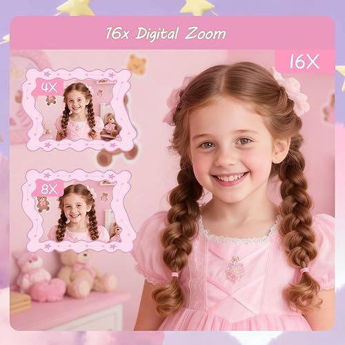 Miniatura 4 de Cámara digital, cámaras digitales HD de 1080P para apuntar y disparar con tarjeta de memoria de 32 GB, cámara compacta de larga duración, regalos