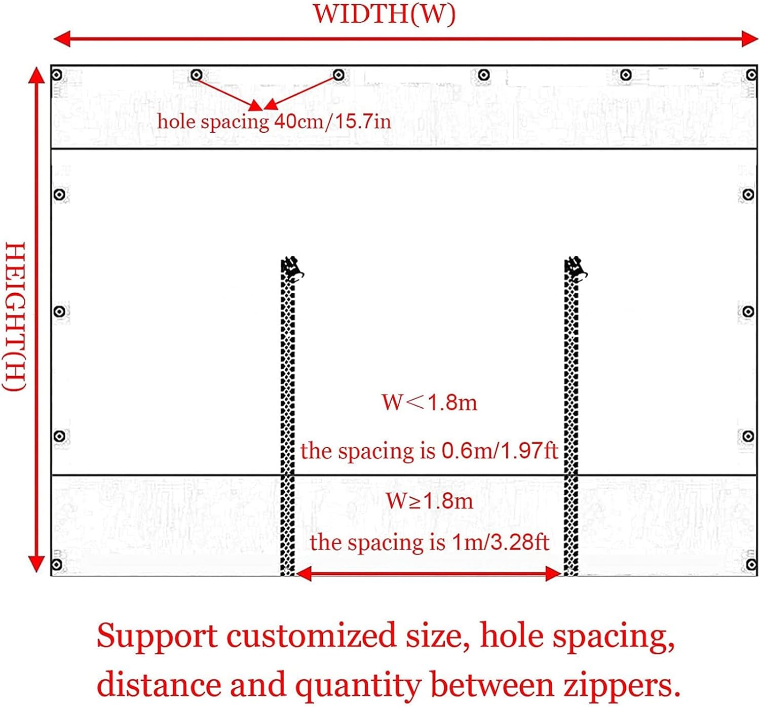 Transparent Gazebo Side Panels, Outdoor Tarp Curtains, 650g/m² Heavy Duty Clear Tarpaulin Covers, Pergola Patio Waterproof Tarpaulin with Zip Door
