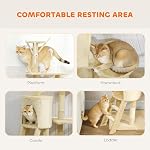 PawHut Arbre de chat, 53" Tour de chat pour les chatons d'intérieur avec des postes de scratching sisal, perches en peluche, condo, hamac, ardillon, jouets de danse, centre d'activités Kitty multi-niveaux, Beige