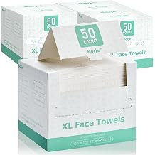 Borje Face Towels XXL, Thick Disposable Face Towel 10" x 12", 200 Count 4 Packs of 50, 100% USDA Biobased Soft Facial Towelettes, Makeup Remover Dry Wipes for Women Cleansing