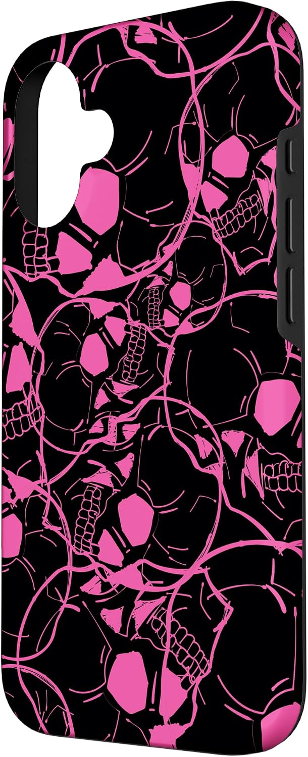 iPhone 16 Pink Goth Skull Scary Skeleton Spooky Aesthetics Case