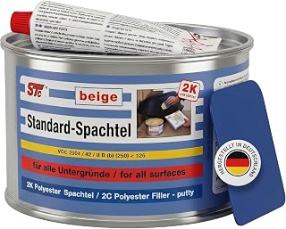 STC 2K Spachtelmasse – Polyester Füllspachtel in beige für Auto Karosserie – inkl. Härter & Spachtelblatt – vielseitiger Feinspachtel Kfz für Reparatur, Glätten & Ausgleichen von Oberflächen – 2 kg
