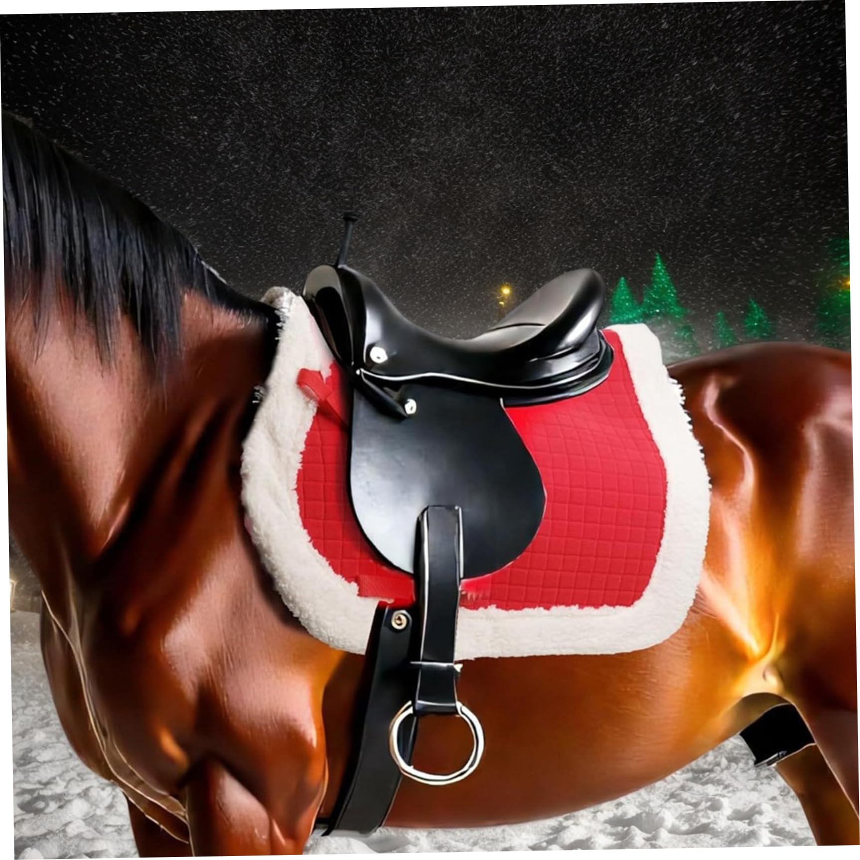Bareback-Pad für Pferde, Weihnachten, ergonomisches rotes Bareback-Pad, rutschfest, extra dick in der Mitte für maximale Unterstützung.Sattel