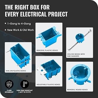 Select 24 Pack Nail On Plastic Ceiling Box 4 Inches Round PVC New Work Electrical Box with Ground 20 cu in