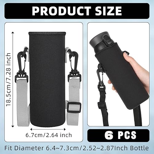 Miniatura 2 de Rtteri 6 bolsas de neopreno para botellas de agua con correa ajustable para el hombro, aislante de 32 onzas, funda para botella de agua, funda