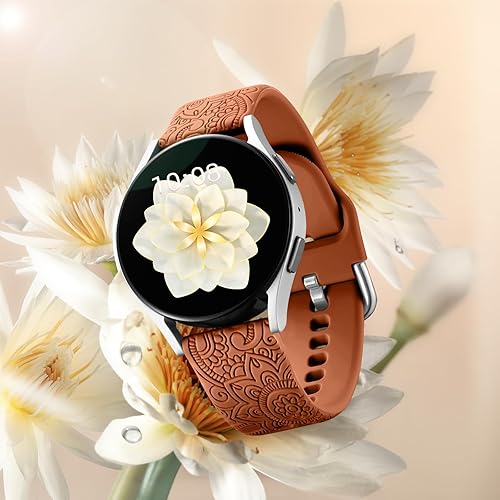 Vista 20 de Odbeai Correa compatible con Galaxy Watch 6, bandas grabadas florales compatibles con Samsung Watch 7, silicona suave, transpirable, impermeable