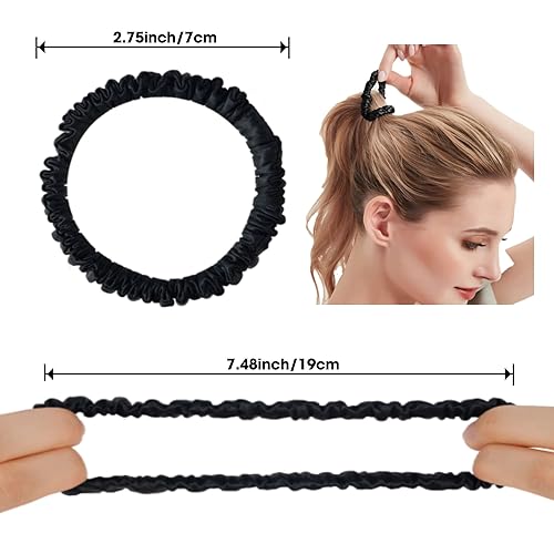 Miniatura 6 de Skinnie - Coleteros de seda para el cabello, accesorios para coleta de caballo para niñas, 100 % pura de seda de morera de 22 momme para mujer,