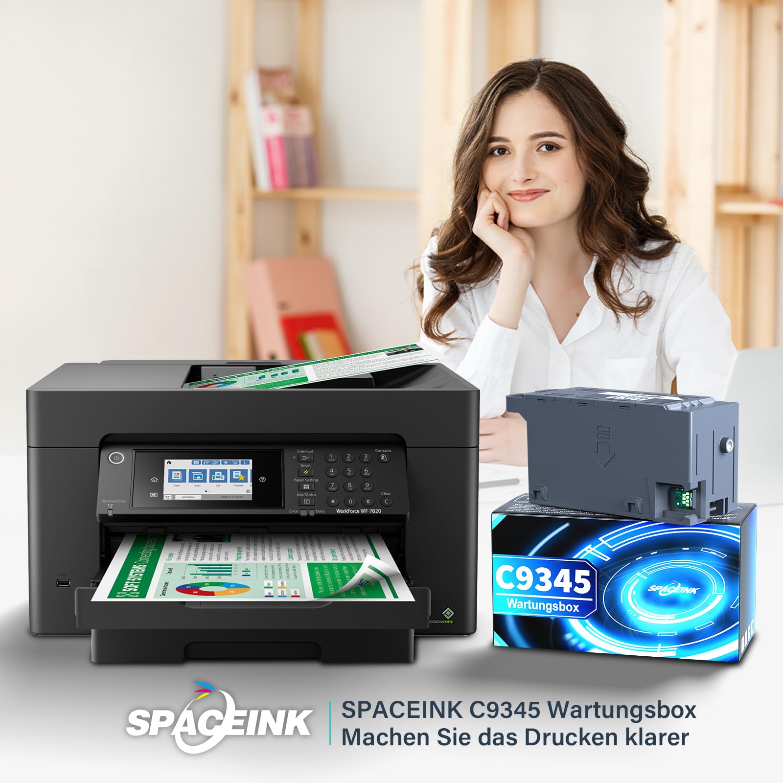 Spaceink C9345 Contenitore per la manutenzione dell'inchiostro per Epson ET-5880 ET-5850 ET-5800 ET-16650 ET-16600 ET-16150 Mono ET-M16600 WF-7830DTWF Pro WF-7840DTWF SC-8000 WF-7820 WF-7844. 0 L15150