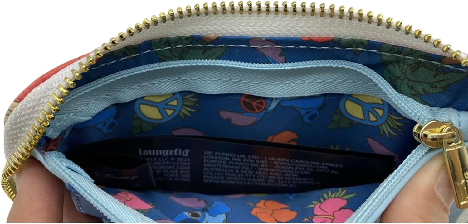 Loungefly Disney Lilo & Stitch Groovy Zip-Around Wallet – Stitch with Sunglasses & Tropical Floral Print