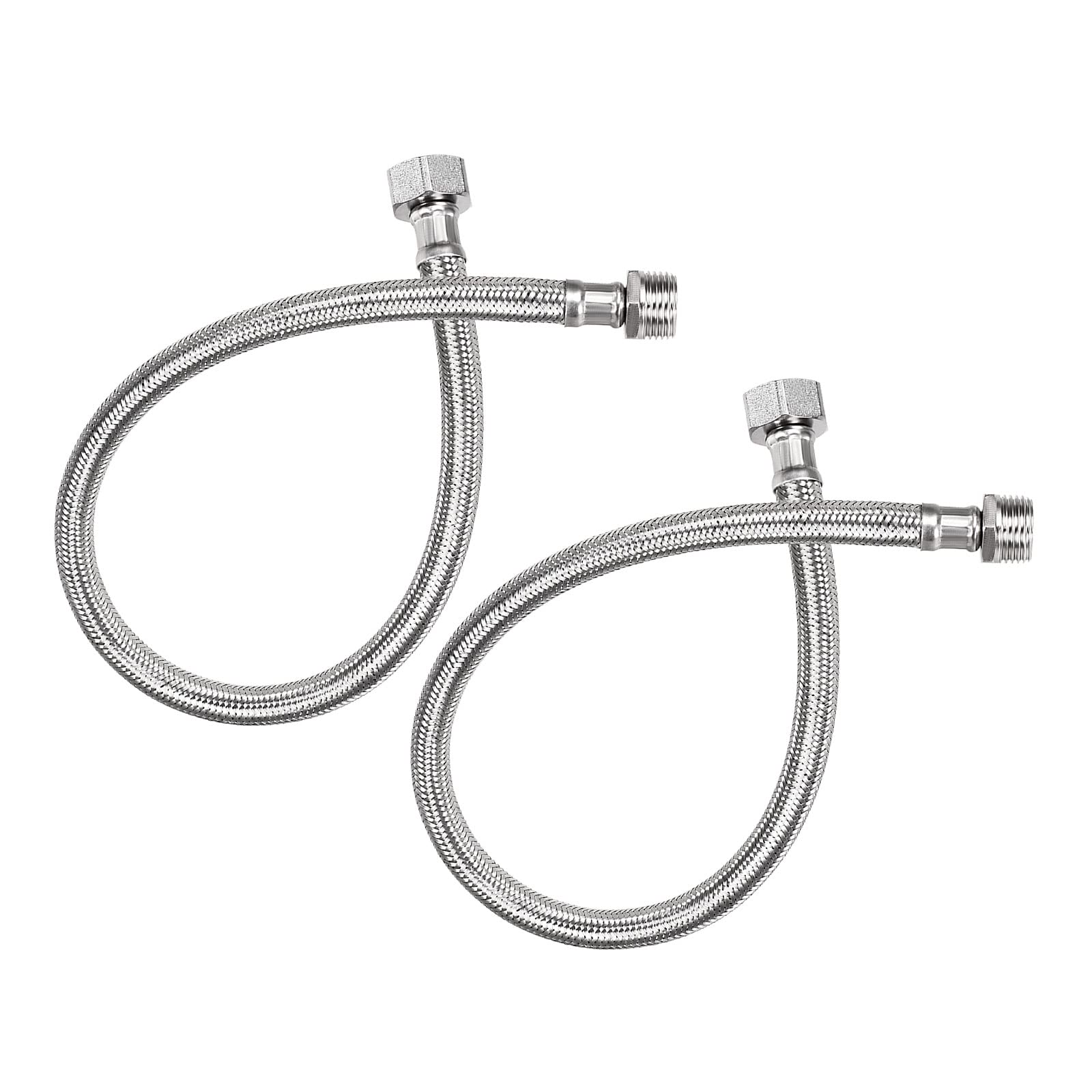 METALLIXITY Conector De Línea De Suministro De Grifo (500mm/20") 2Pcs, Conector De Manguera De Suministro De Agua De Acero Inoxidable 304 G1/2 Hembra A G1/2 Macho - Para Cocina Baño