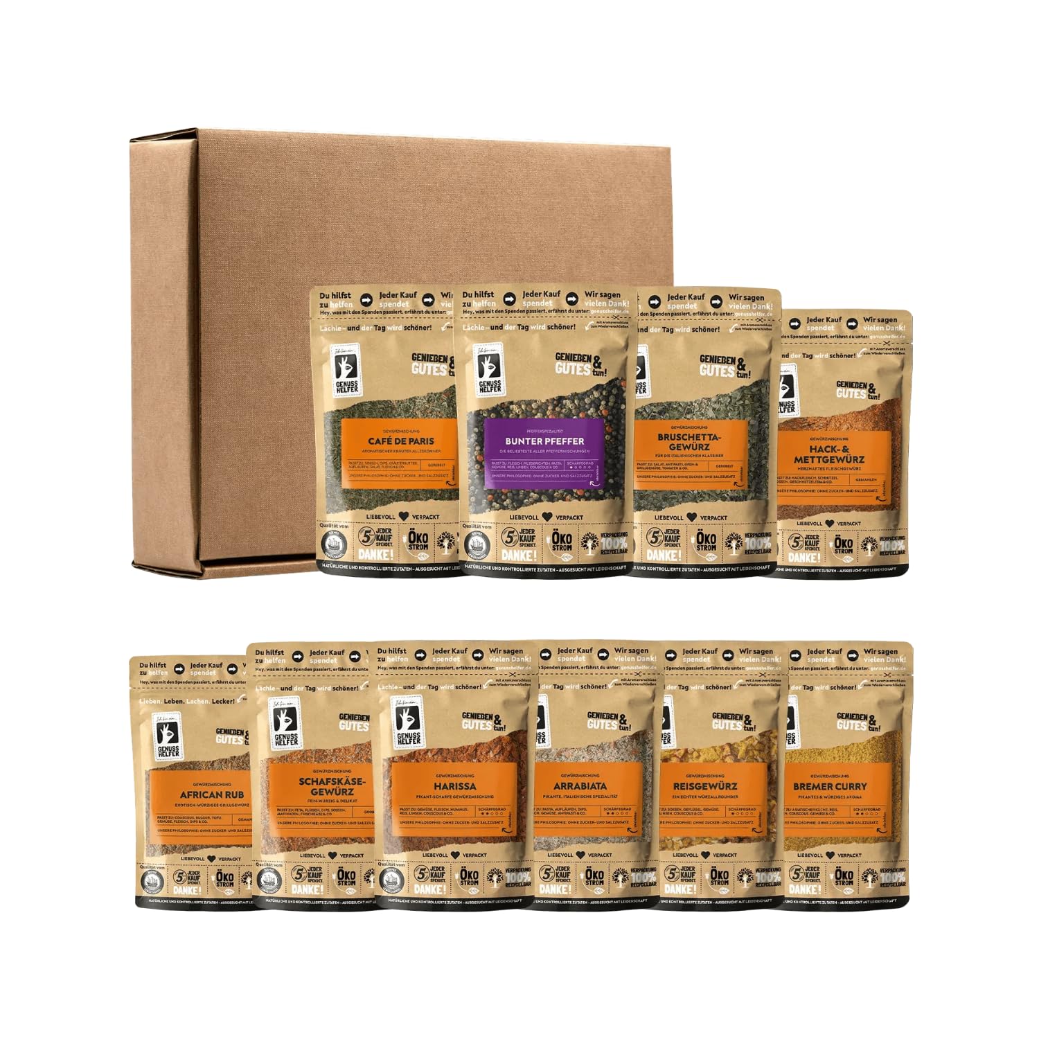 Bremer Gewürzhandel Genuss-Box Mischen Possible, 10-tlg., Gewürzset, Gewürze Erstausstattung, Geschenkset, 950g