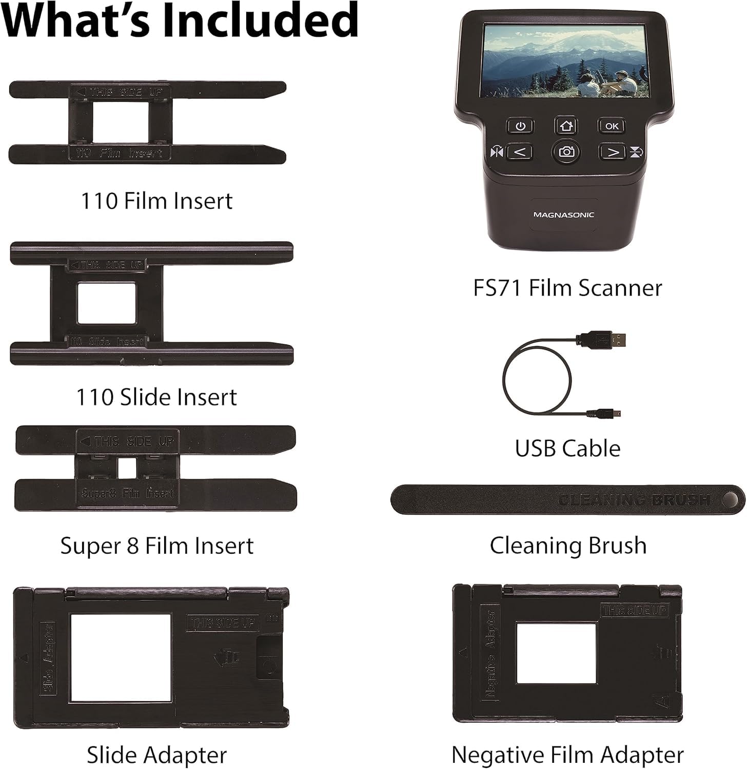 Magnasonic All-In-One 24MP Film Scanner 5" Display HDMI FS71 35mm 126 110 Super 8 Film Slides Digital