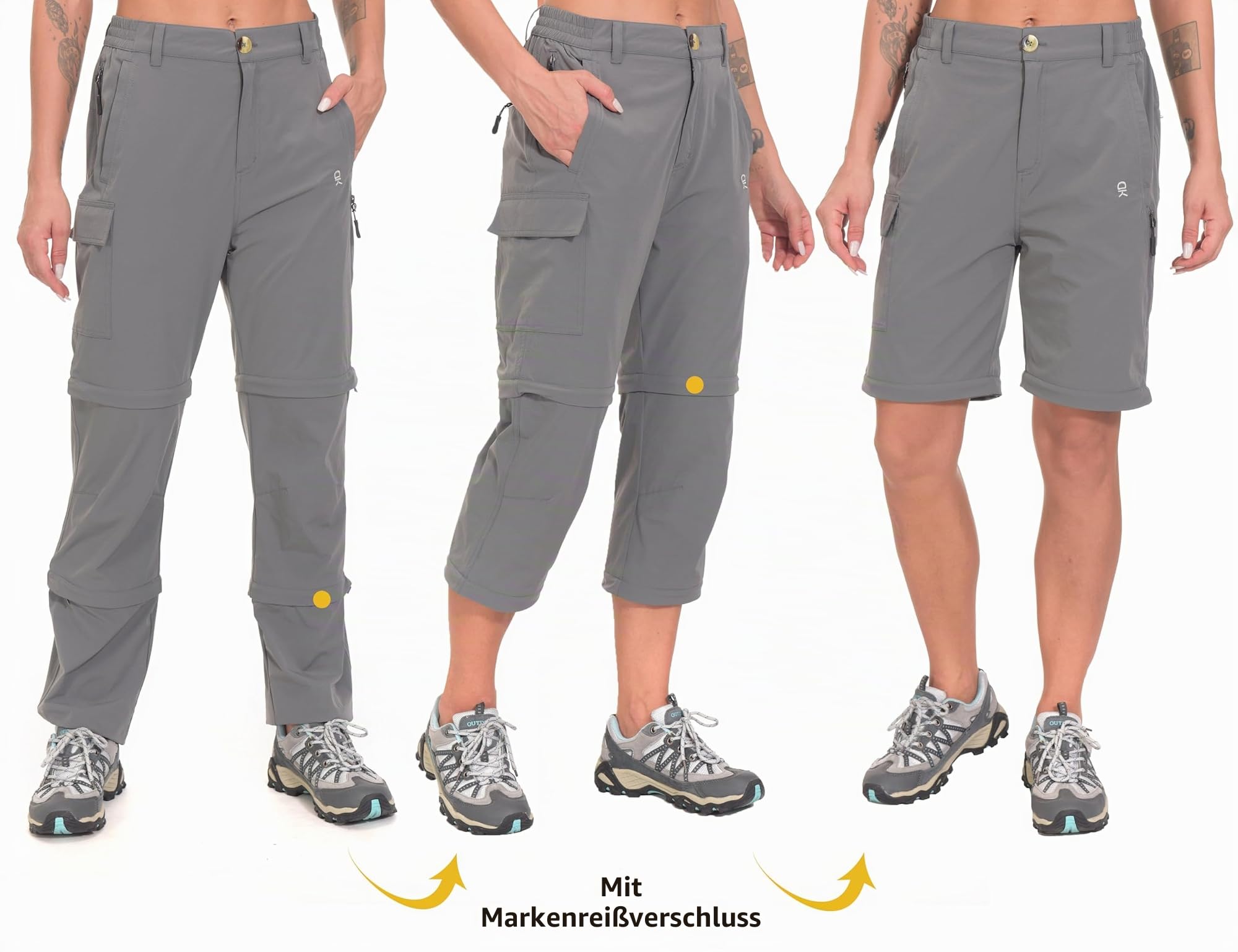 Little Donkey Andy Wanderhose Damen Zip Off Stretch Cabrio Softshellhose Schnell Trocknende mit Reißverschluss Trekkinghose