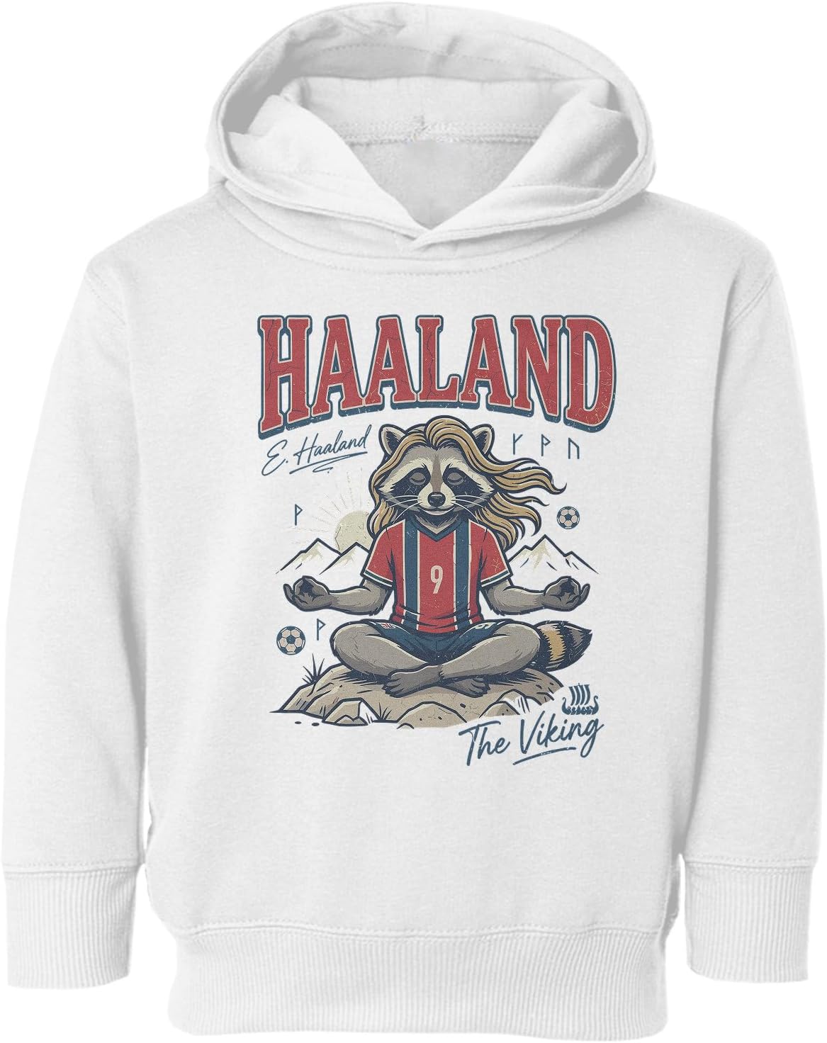 Haaland Raccoon Meme Zen Pose Norway Soccer Fans Toddler Hooded Sweatshirt