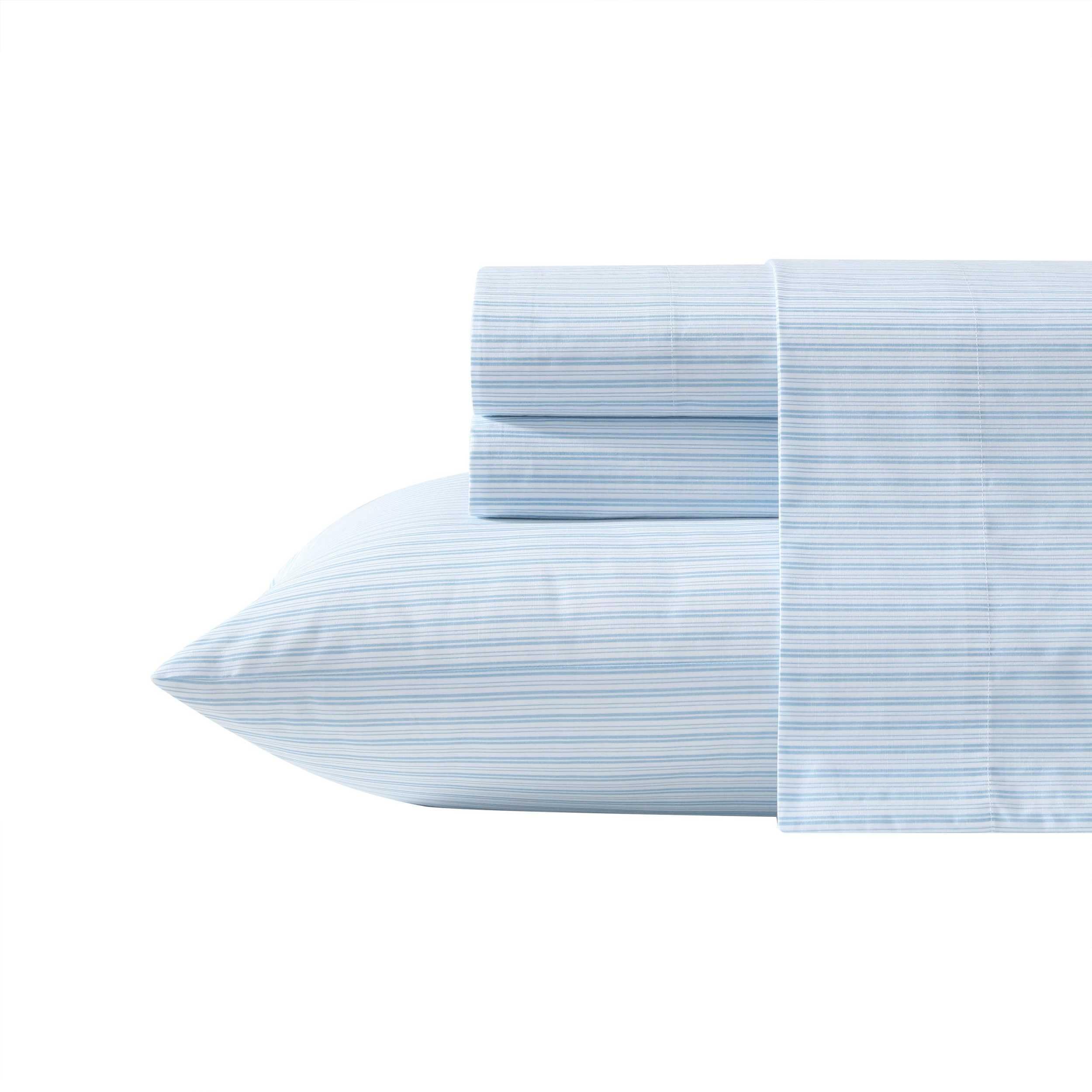 Parure de lit simple Laura Ashley Bedford à rayures en percale de coton avec drap-housse