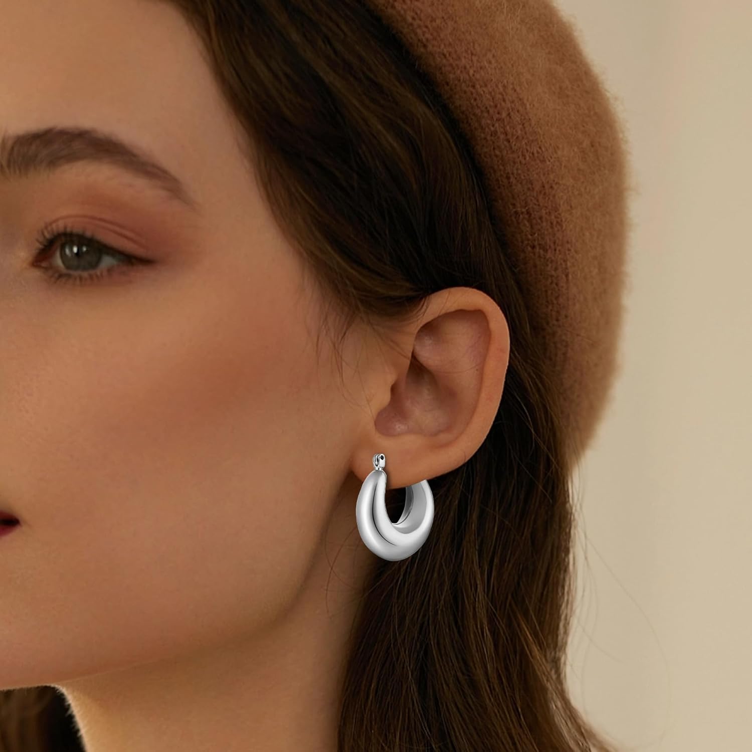 ALLHOLA 6 Pairs 14K Gold Plated Hoop Earrings for Women Trendy Chunky Lightweight Hoop Earrings Multipack Hypoallergenic, Thick Twisted Huggie Hoops Earring Set Jewelry for Gifts - Image 7